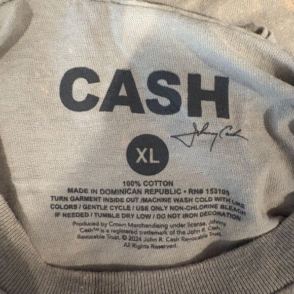 Johnny Cash Oversized Acid Wash Distressed Retro Tshirt Tan Size XL NWOT - Picture 4 of 4